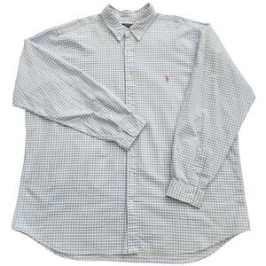 POLO RALPH LAUREN blue plaid button-up size 3XLT pony